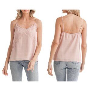 💕LUSH💕 Lace Trim V-Neck Camisole ~ Ballet Pink L NWT